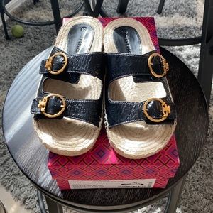 Tory Burch-size 7 Shelby Two-Band Espadrille slide